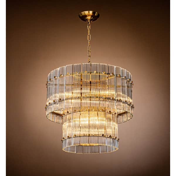 10Light Glam And Modern Antique Gold TwoTiered Handmade Glass Shade